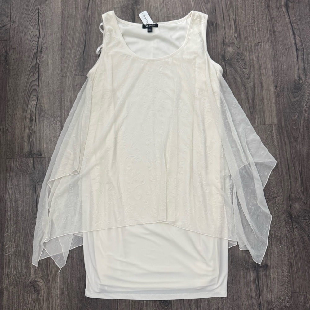 Dressbarn SL Fashions Elegant Cream white ivory Sleeveless Dress NWT size 16W
